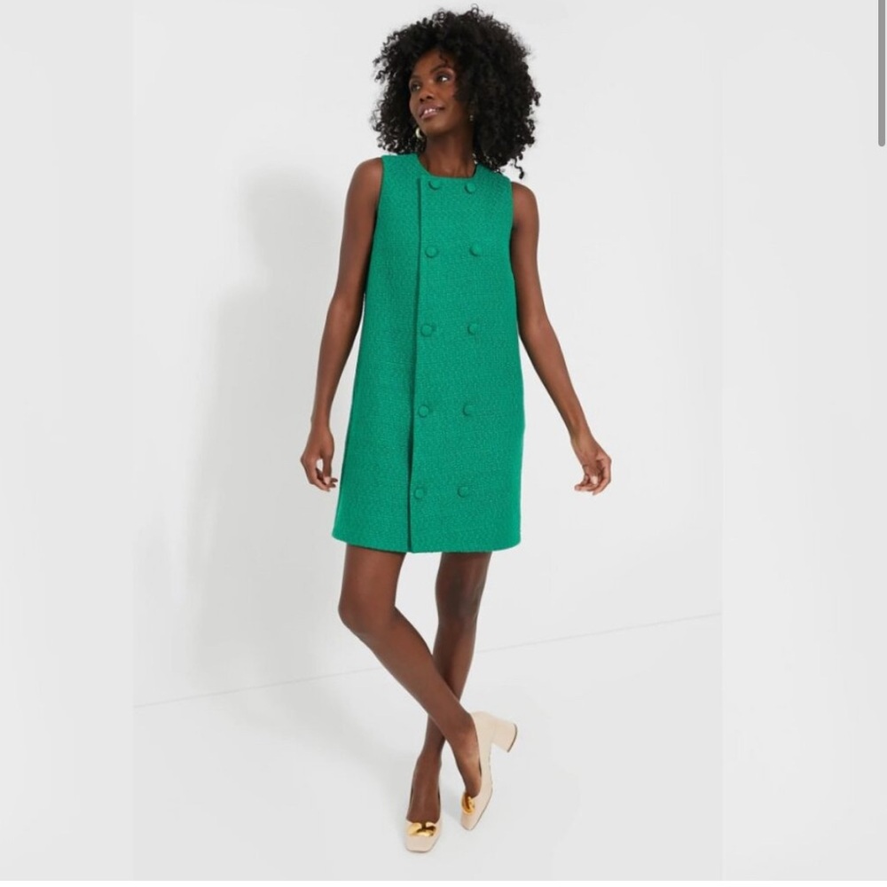 Pomander Place Emerald Green Tweed Bianca Dress